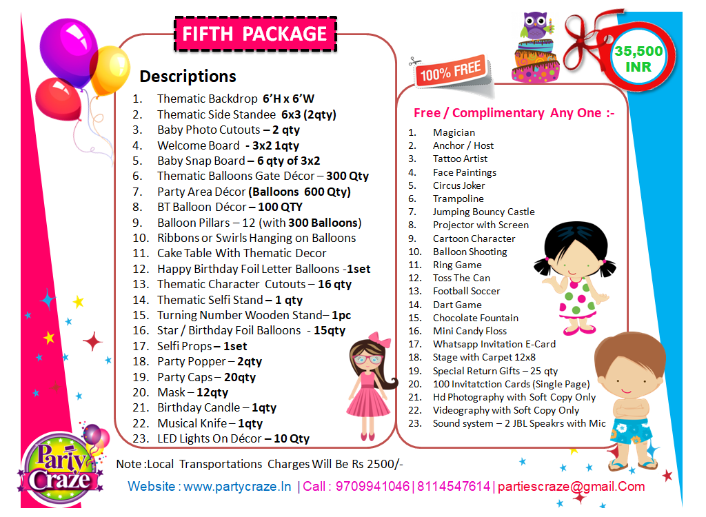 Fifth Birthday Package